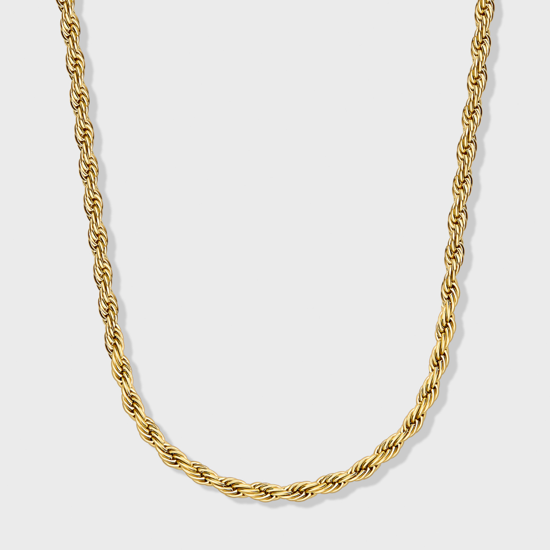 4mm Gold Rope Chain Necklace for Women