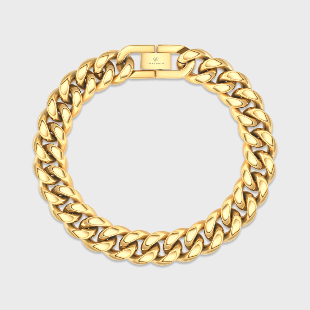 12mm Gold Cuban Link Bracelet for Men