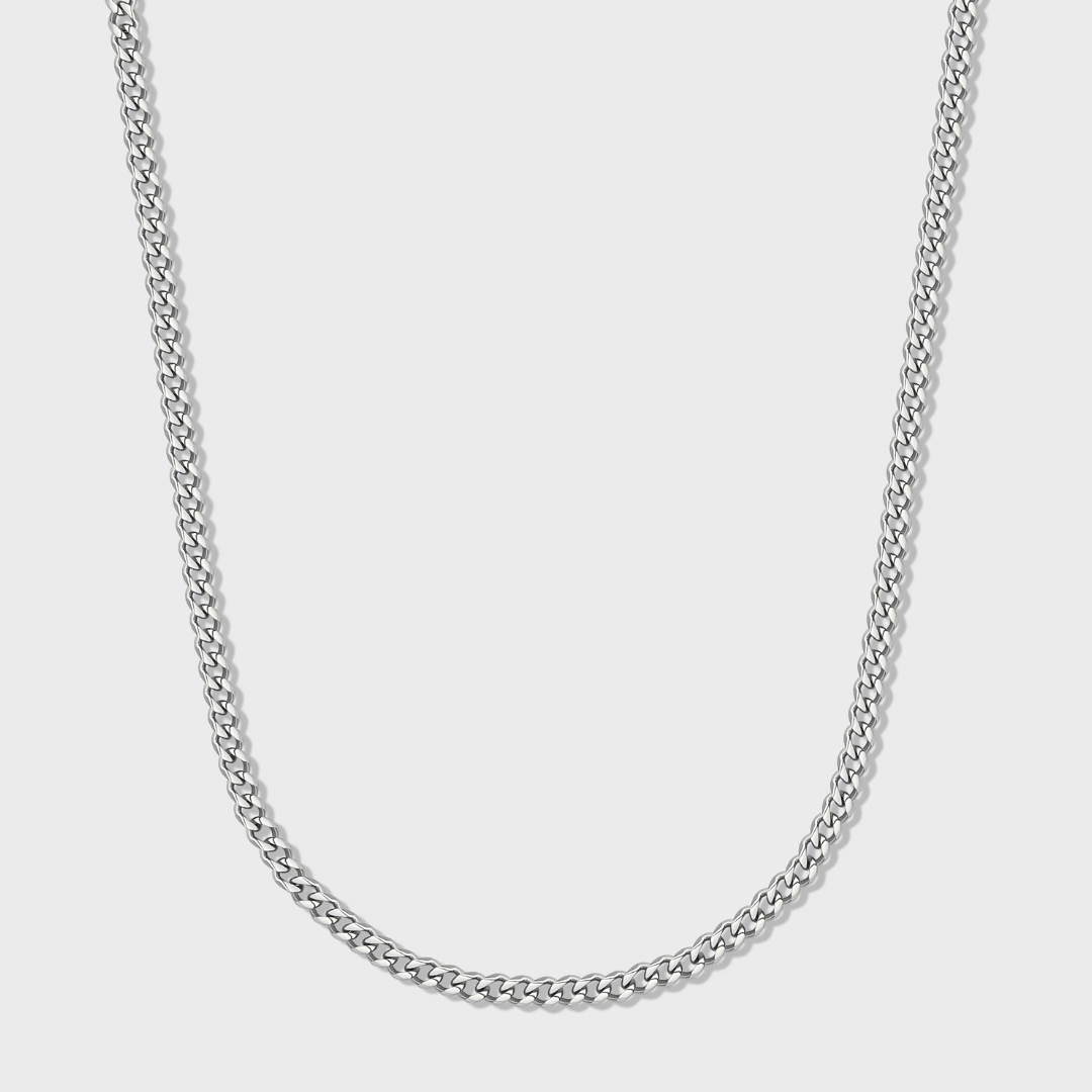 Silver Micro Cuban Chain Necklace for Women