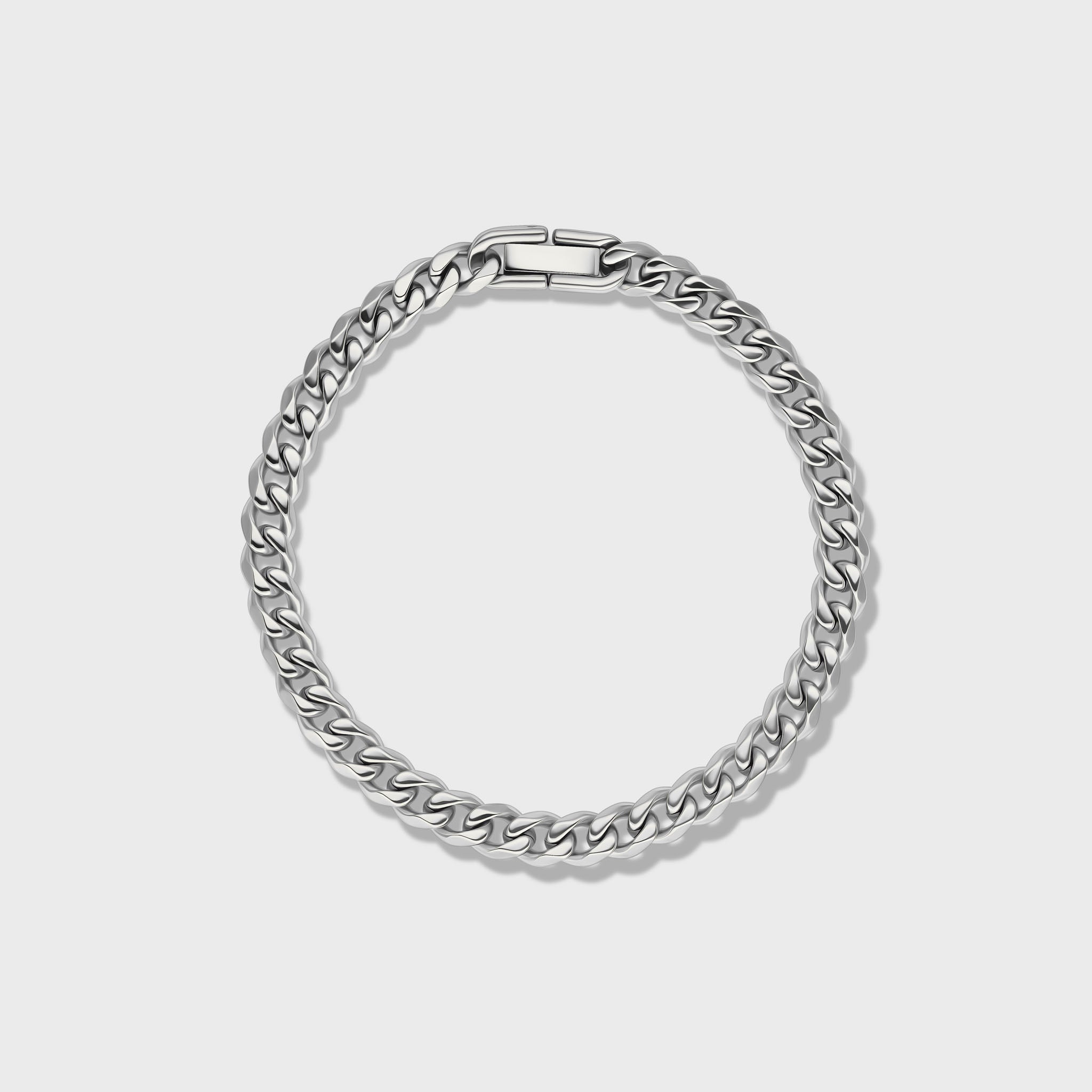 Silver Cuban Link Bracelet for Women - 5mm Width
