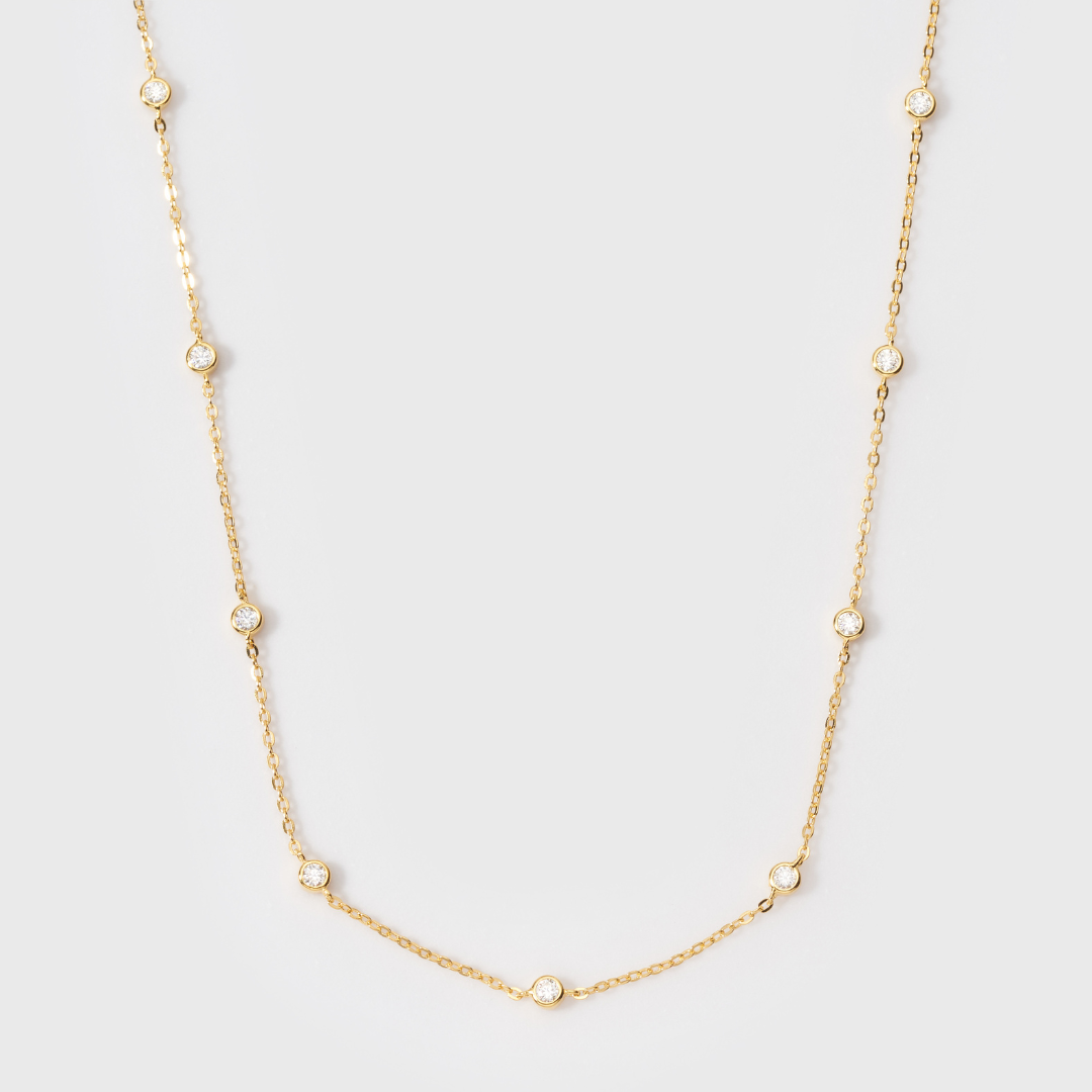 Gold Moissanite Novem Pendant Necklace