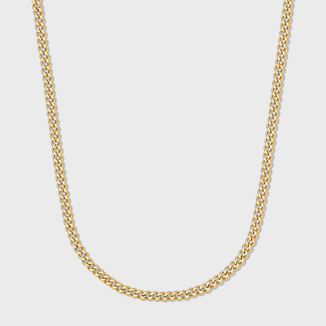 3mm Gold Cuban Link Chain Necklace