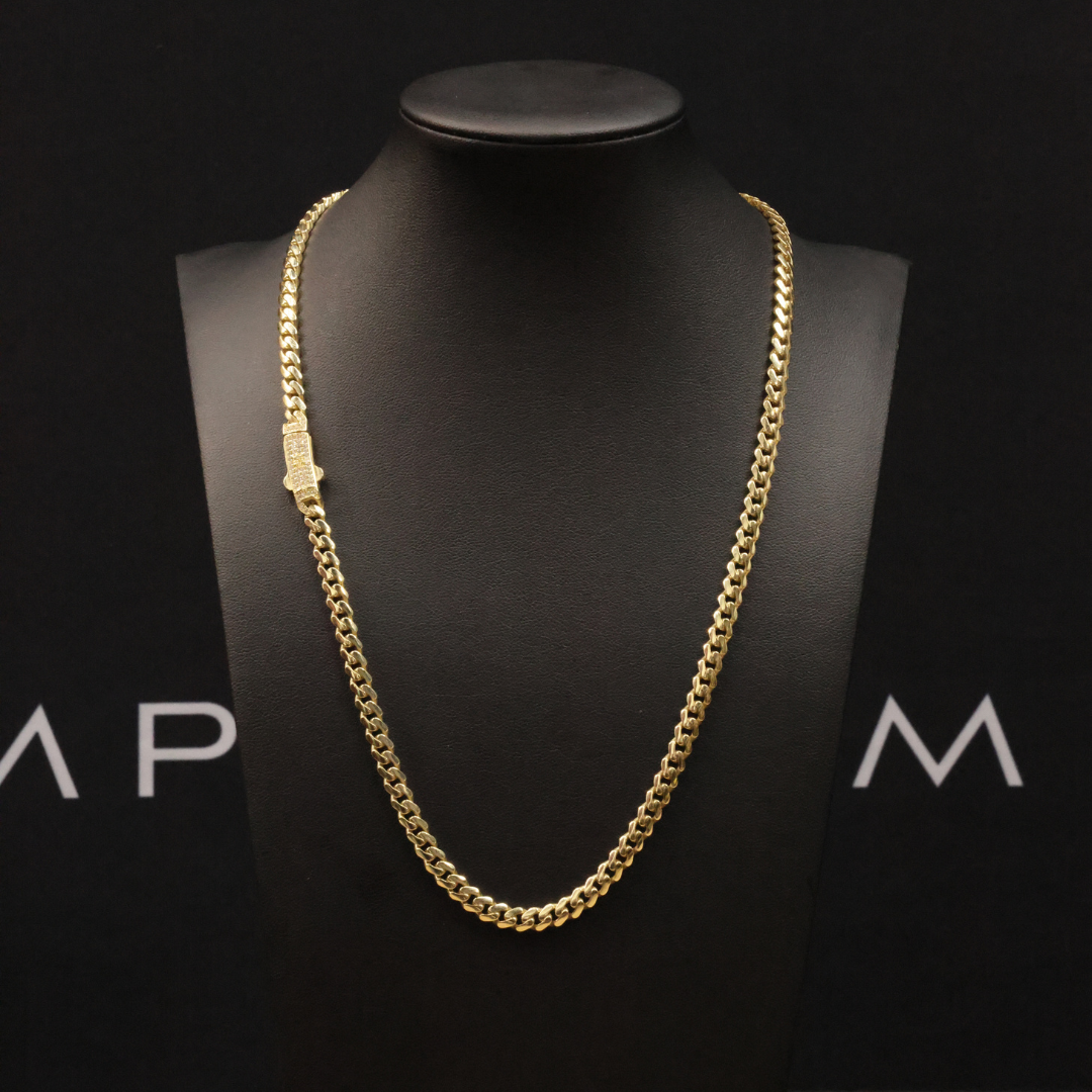 5mm Solid Gold Cuban Link Chain for Men