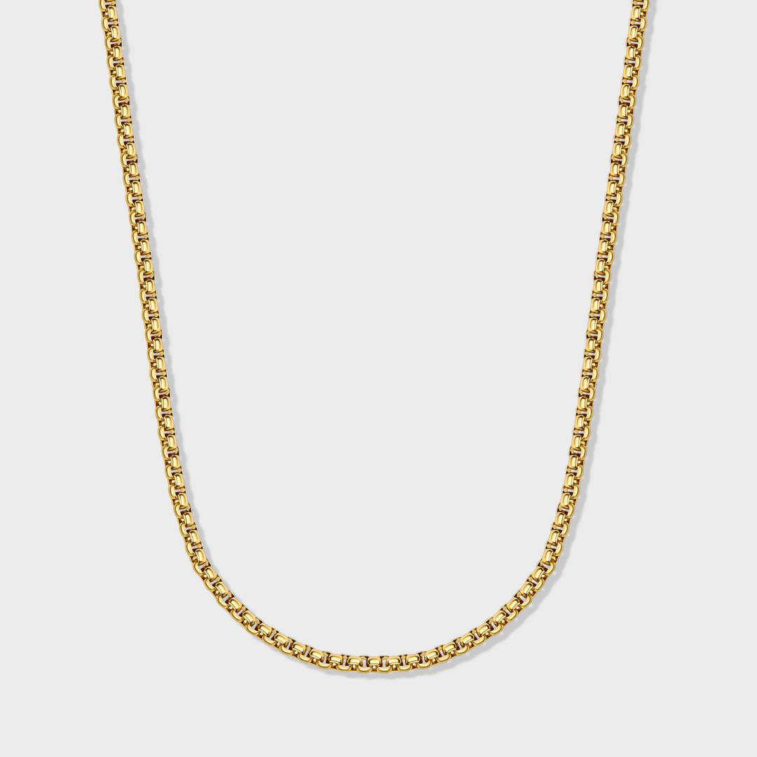 Gold 3mm Round Box Chain for Women