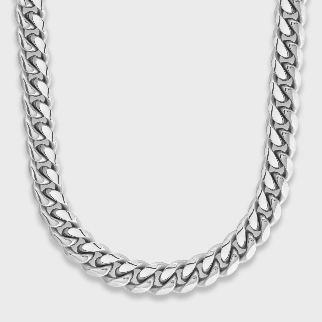 10mm Silver Cuban Link Chain for Men