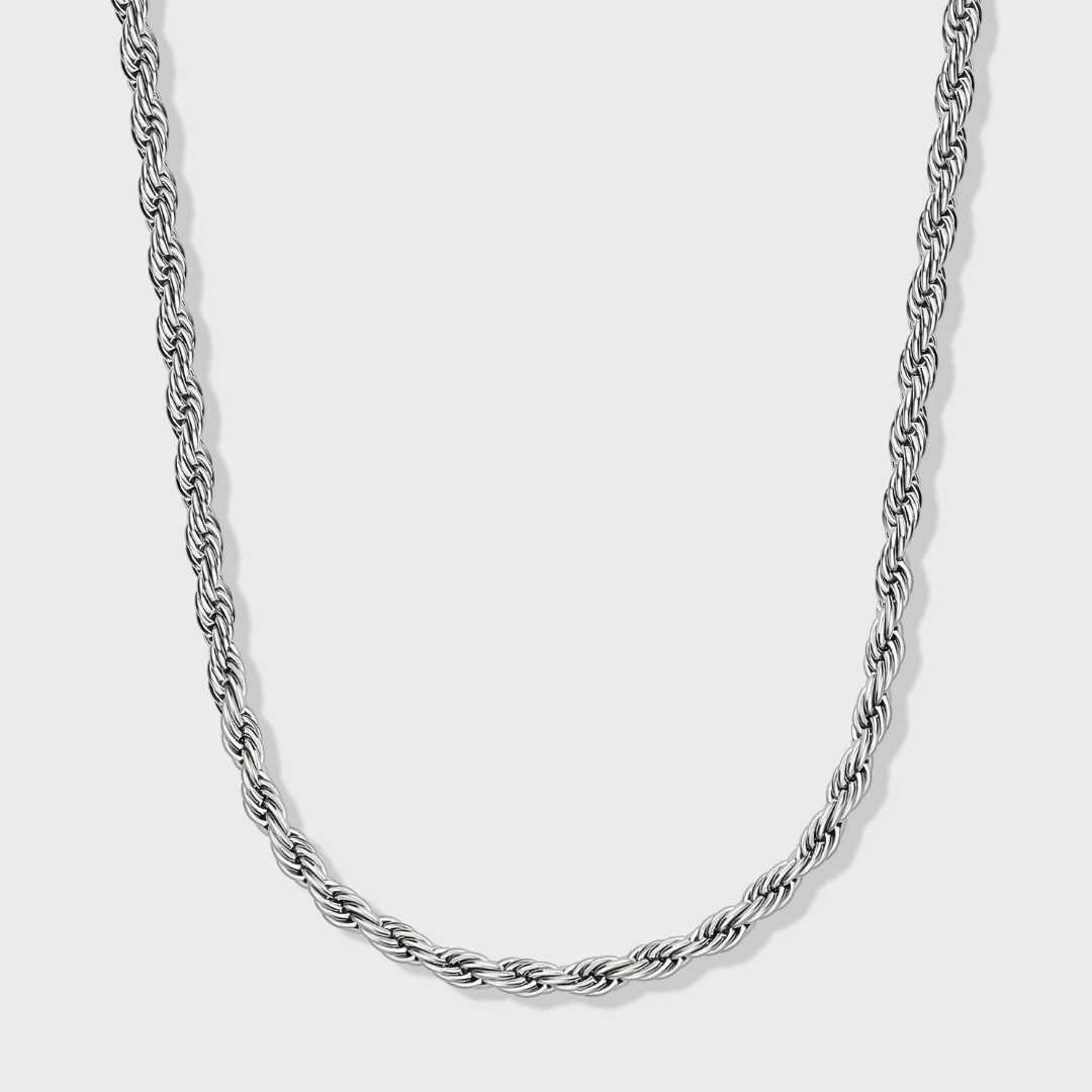 4mm Silver Rope Chain Necklace