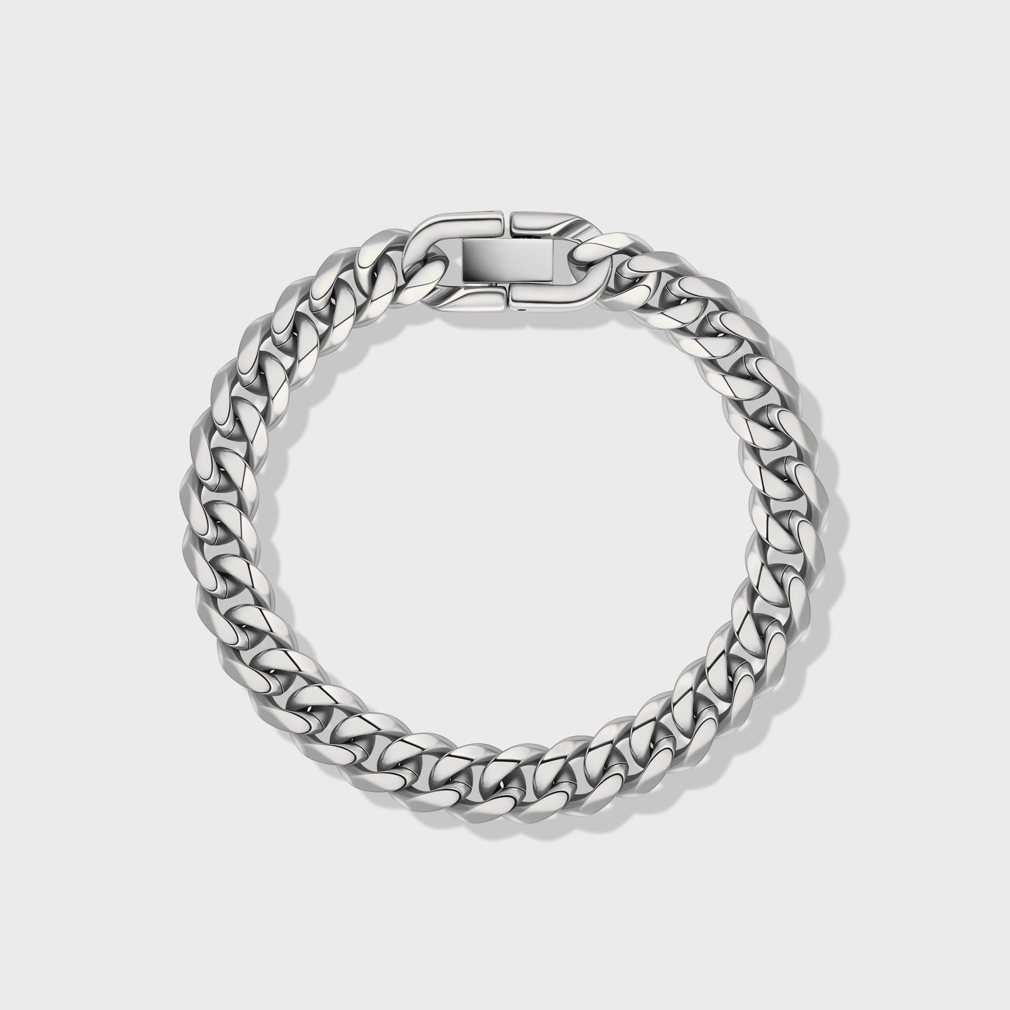 10mm Silver Cuban Link Bracelet for Men