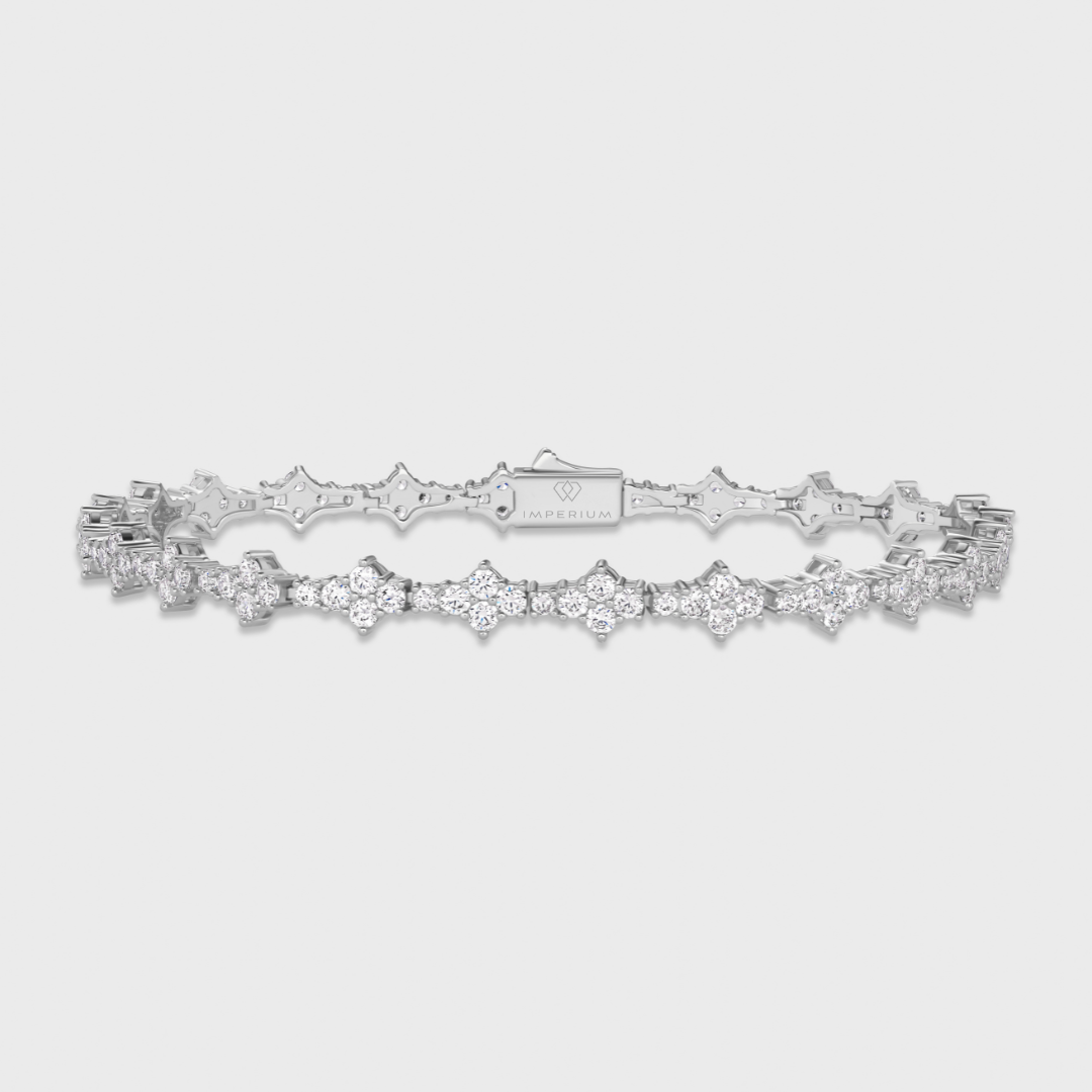 Silver Honeycomb Tennis Bracelet - 6.5mm Elegant Design