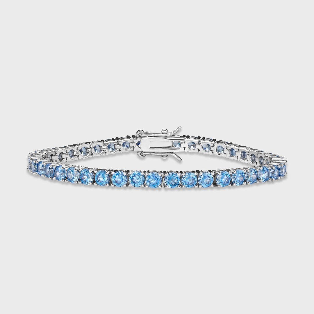 Silver Blue Diamonds Tennis Bracelet – 4mm Elegance