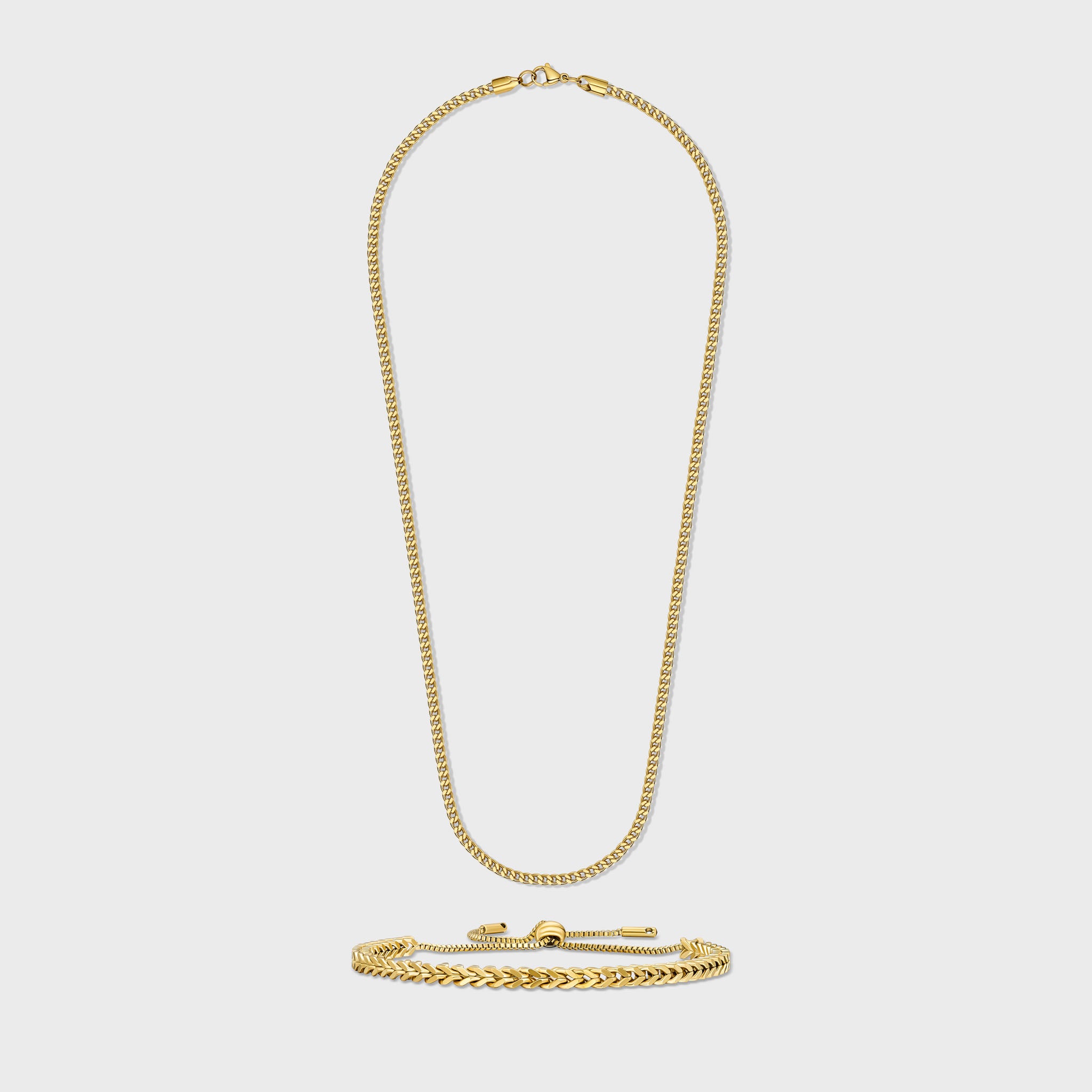 3mm Gold Franco Chain & Bracelet Set