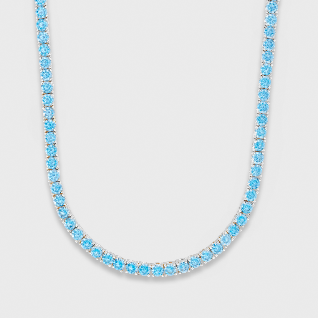4mm Silver Blue Diamonds Tennis Chain