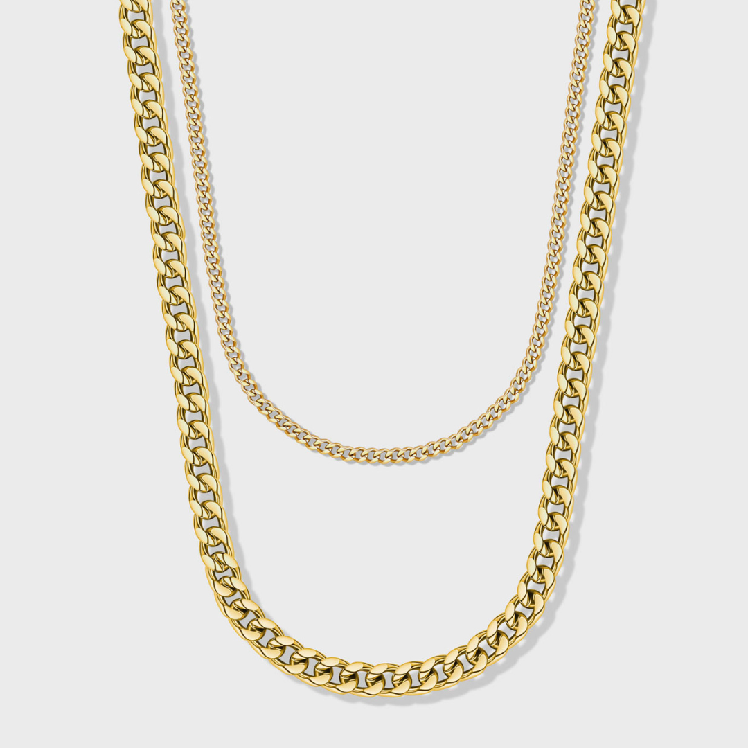 5mm Gold Cuban Chain & Micro Stack Set