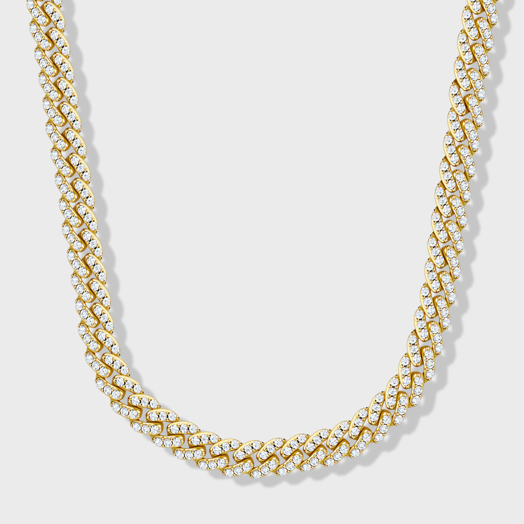 Gold 8mm Iced Cuban Chain for Women